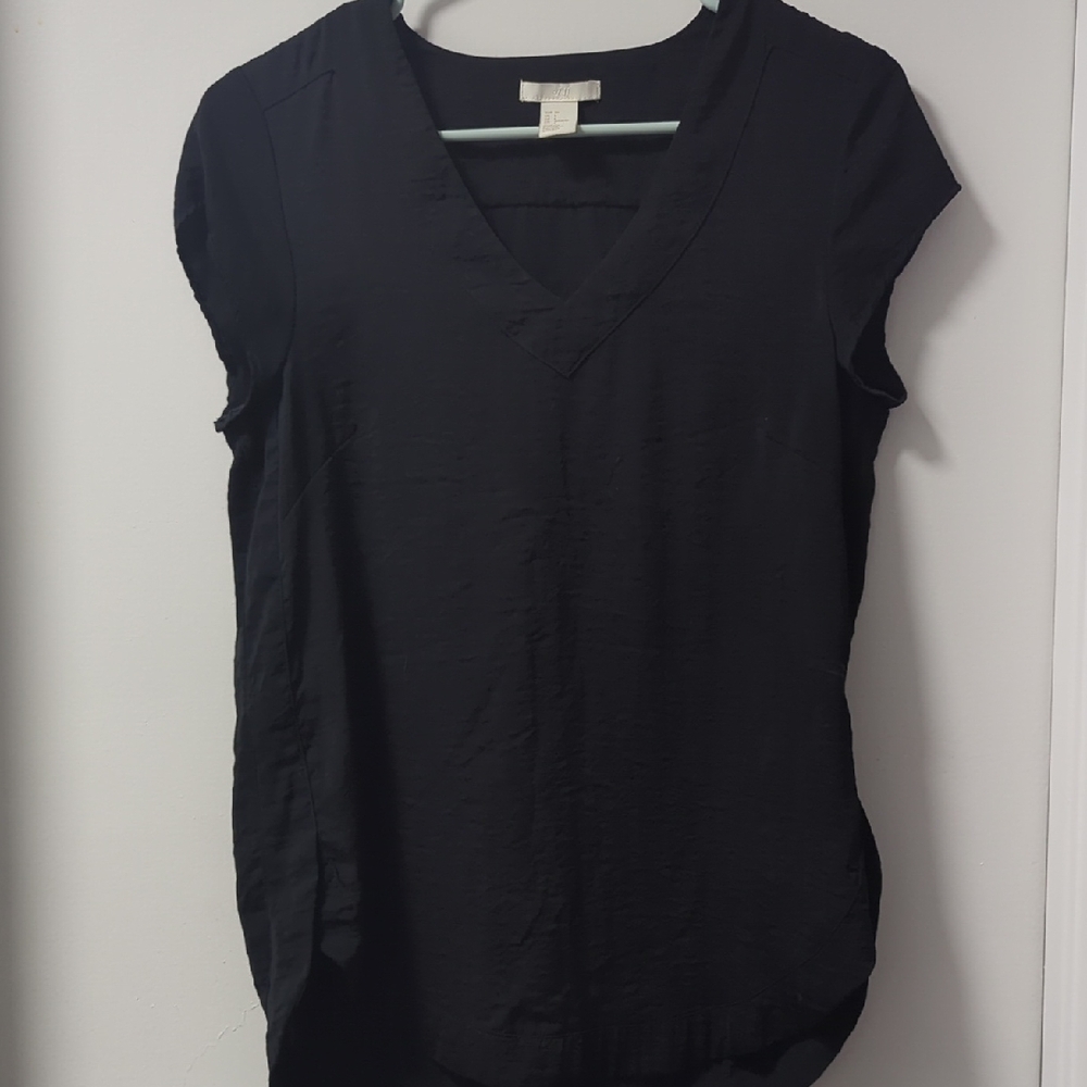Black V-Neck Women's Top